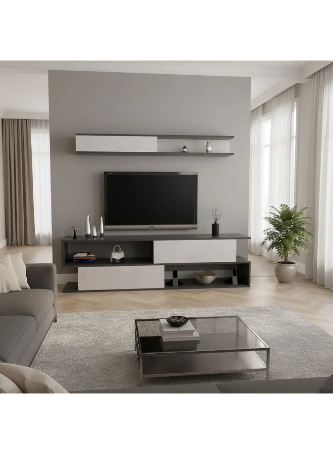 ستايلش هوم طاولة تلفزيون رمادي وابيض - TV26 - Image 4
