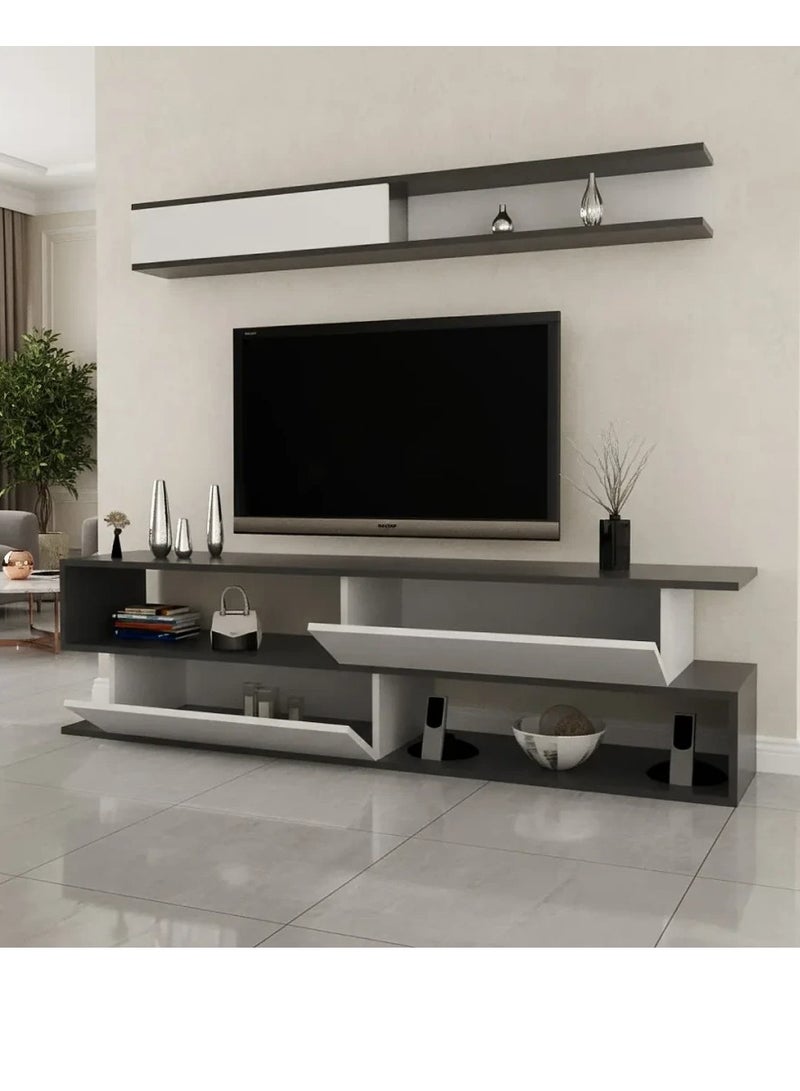 ستايلش هوم طاولة تلفزيون رمادي وابيض - TV26 - Image 1