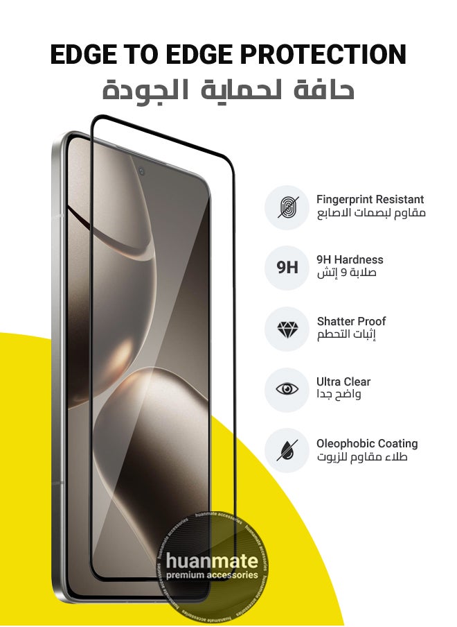 huanmate - Xiaomi 14T Pro Screen Protector – Premium Edge to Edge Tempered Glass, High Transparency, Delicate Touch, Anti-Explosion, Smooth Arc Edges, Easy Installation - Image 1