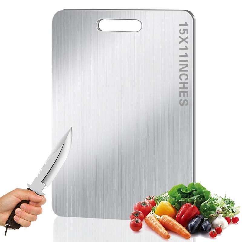 BLOCE Titanium Cutting Board, 100% Pure Titanium Cutting Boards for Kitchen, Upgrade Double Sided Non Stick Chopping Board for Meat Cheese Vegetable - Image 1