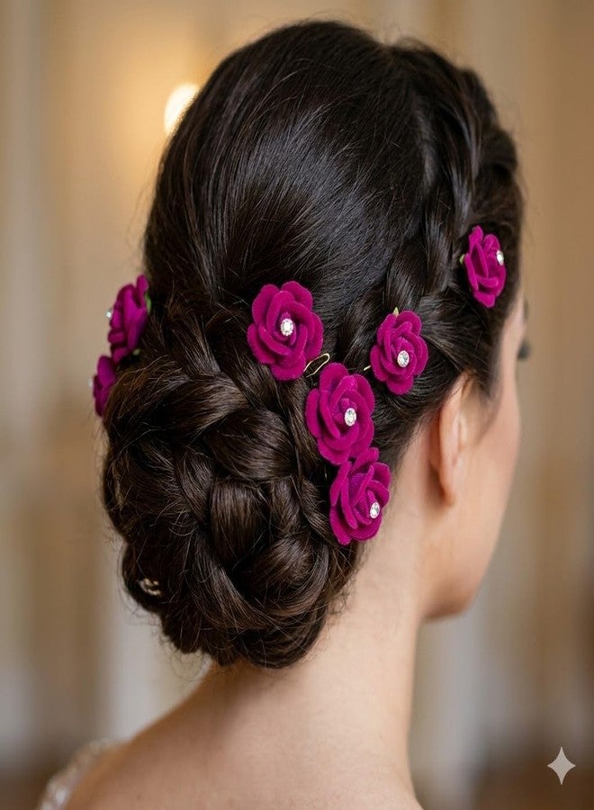 SURAKO COLLECTIONS مجموعة سوركو: دبابيس شعر أنيقة على شكل زهرة، مصنوعة من المعدن، لون وردي فاتح، إكسسوارات شعر فاخرة، دبابيس شعر أنيقة للعرائس، تصميم زهري أنيق، عبوة من 12 دبوسًا. - Image 5