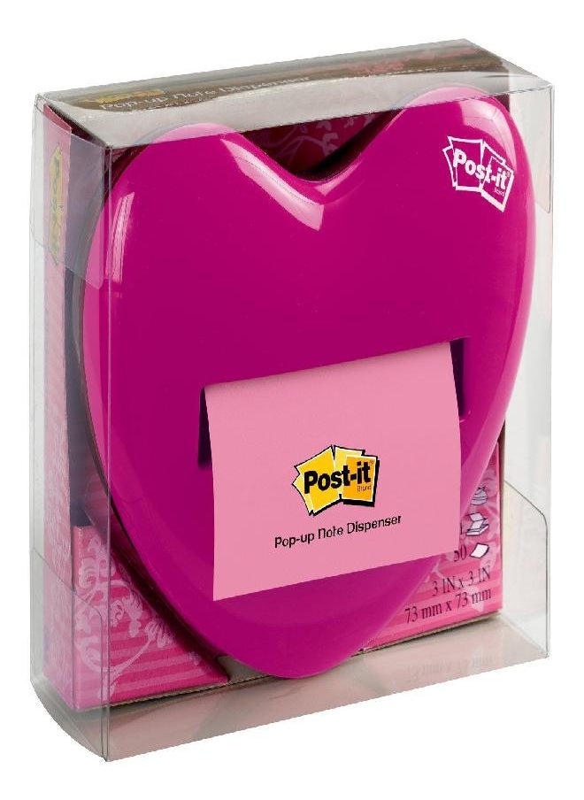 Post-it - Post-it HD-330 Pop-up Notes Dispenser for 3 x 3-Inch Notes, Pink, Heart Shape - Image 1