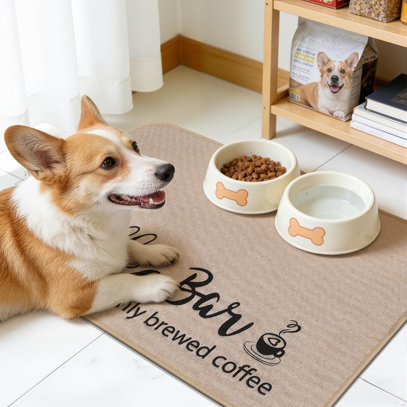 Findosom Dish Drying Mat, 12"x 20" Super Absorbent & Hide Stain Coffee Mat, Cuttable Drying Mat for Kitchen Counter, Coffee Bar Accessories, Under Dish Rack, Coffee Maker, Espresso Machine, Linen - Image 3