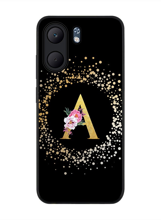 Stylizedd For Oppo A5x 5G / A5x 4G Case,Slim fit Camera Protection, Shockproof Thin Phone cover  - Custom Monogram Floral - A ( Black )
