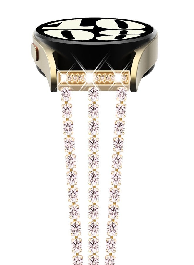 NewWays Compatible for SAMSUNG Galaxy Watch 7 6 Classic 6 5 4 Band 40mm 44mm 42mm 46mm, 20mm Stunning Diamonds Bracelet with Quick Release Pin for Galaxy Active 2, Gold - Image 1