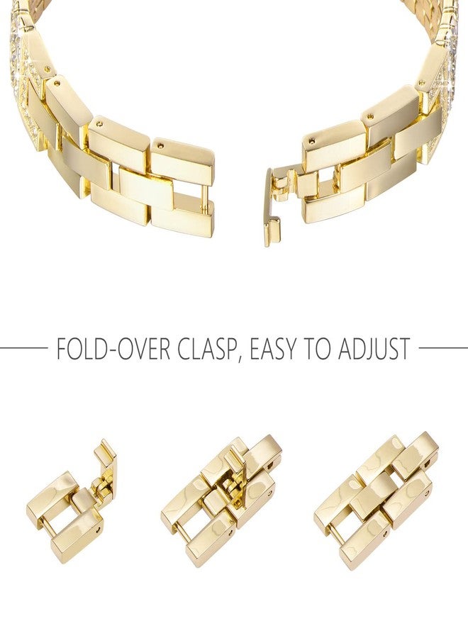 NewWays Compatible for SAMSUNG Galaxy Watch 7 6 Classic 6 5 4 Band 40mm 44mm 42mm 46mm, 20mm Stunning Diamonds Bracelet with Quick Release Pin for Galaxy Active 2, Gold - Image 4
