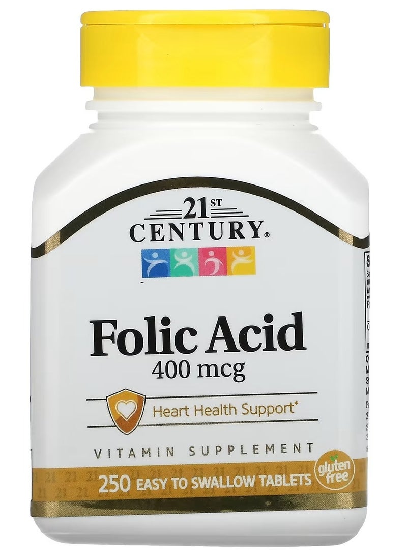 القرن الحادي والعشرون حمض الفوليك، 400 ميكروغرام، 250 قرصًا سهل البلع - Image 1