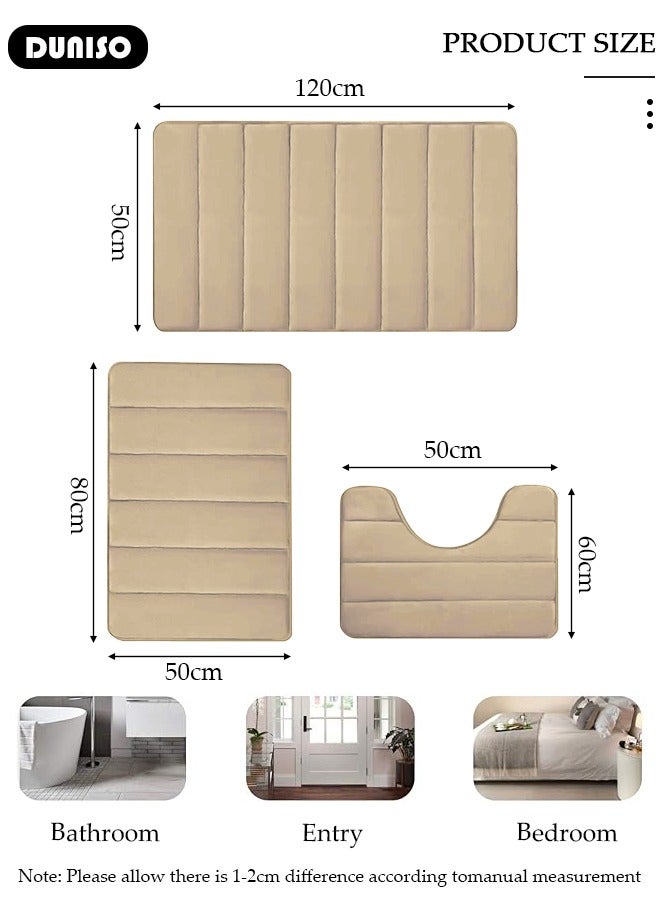 DUNISO 3 Piece Bathroom Rug Set Includes Bath Rug, Contour Mat, Super Soft Water Absorbent & Non-Slip Bath Mats for Bathroom Floor, Tub and Shower Room, Machine Washable - Image 4