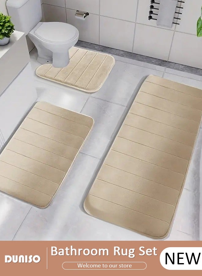 DUNISO 3 Piece Bathroom Rug Set Includes Bath Rug, Contour Mat, Super Soft Water Absorbent & Non-Slip Bath Mats for Bathroom Floor, Tub and Shower Room, Machine Washable - Image 1
