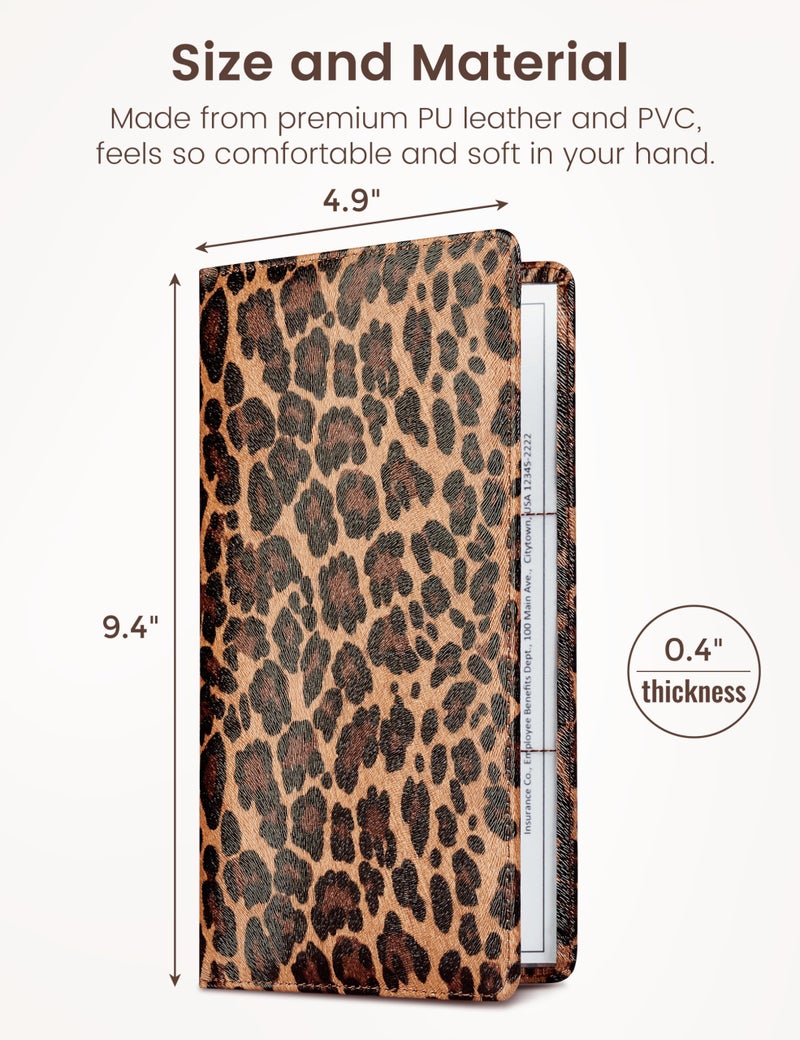 Yarnic Leopard Car Registration and Insurance Holder, Car Document Holder with Magnetic Closure, Car Organizer Vehicle Glove Box Compartment Organizer, Car wallet Case for Teens Men Women - Image 2
