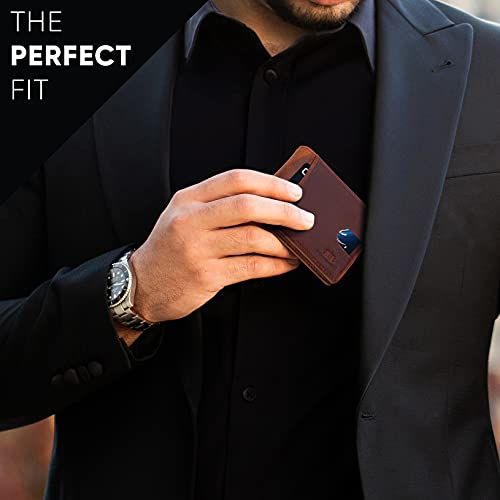 SERMAN BRANDS محفظة سِرمان براندز RFID مضادة للتداخل نحيفة ثنائية الطي من الجلد الطبيعي للرجال، محفظة فواتير هدية للرجال (أحمر كانيون 2.0) - Image 2