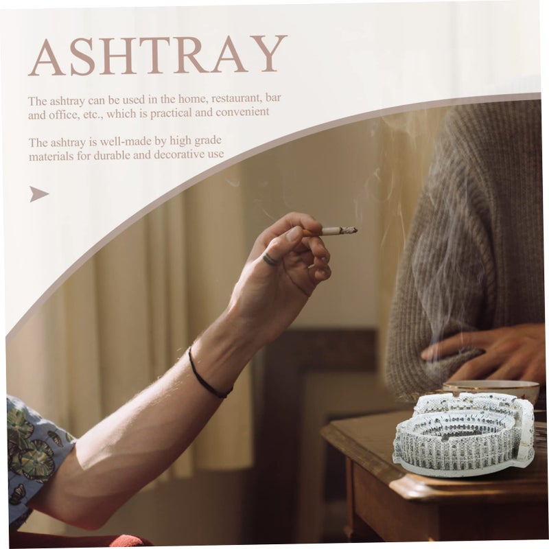 Retro Roman Colosseum Ashtray Heavy Duty Concrete Smoking Ash Tray Home Office Decor - Image 4