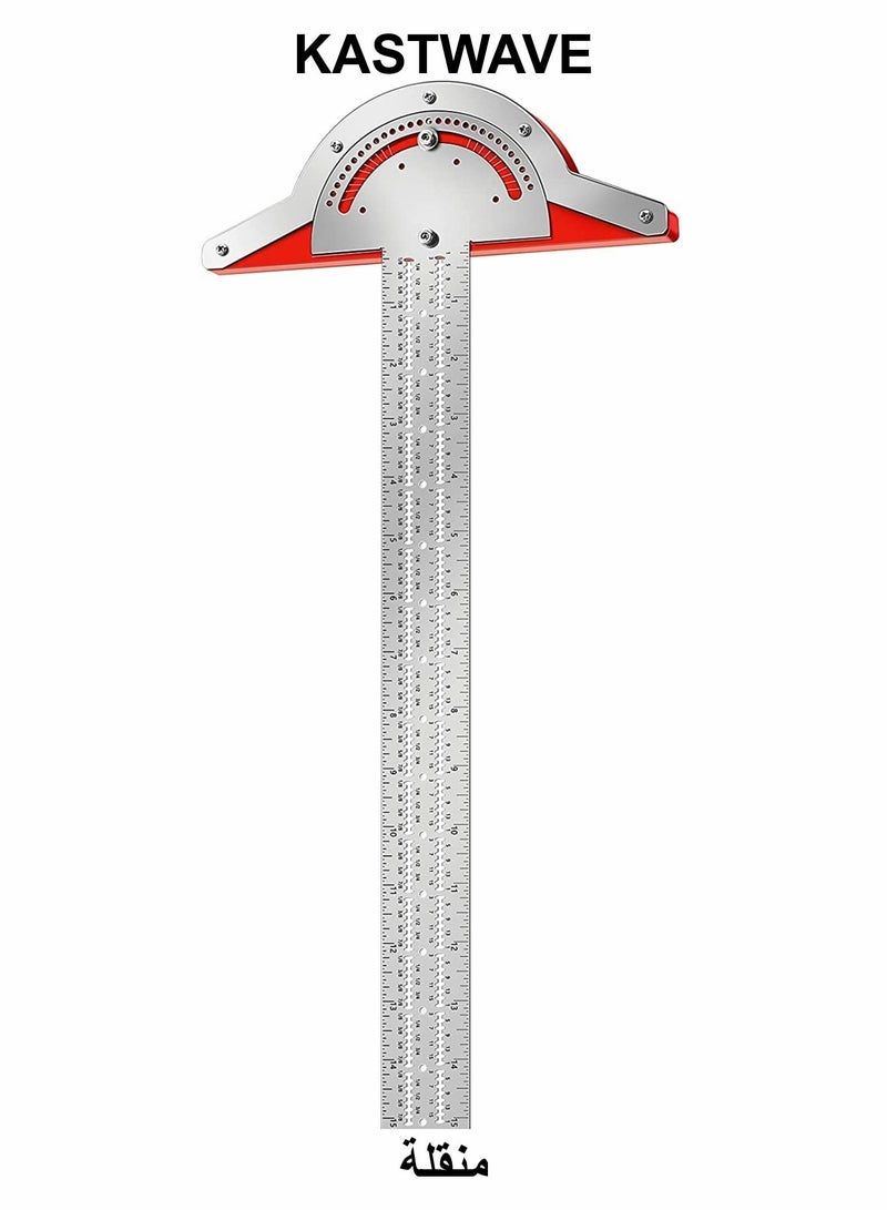 KASTWAVE Adjustable Protractor Angle Finder, Stainless Steel Woodworking Ruler Measuring Tools - Image 1
