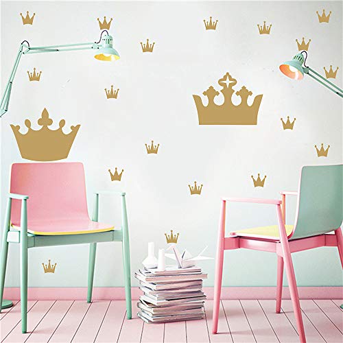 Easma Crown Wall Decals for Girls Bedroom Kids Room Decals Nursery Wall Decal, Princess Crowns Wall Stickers, Crown in The Walls Removable Peel and Stick Metallic Vinyl Sticker - Image 4