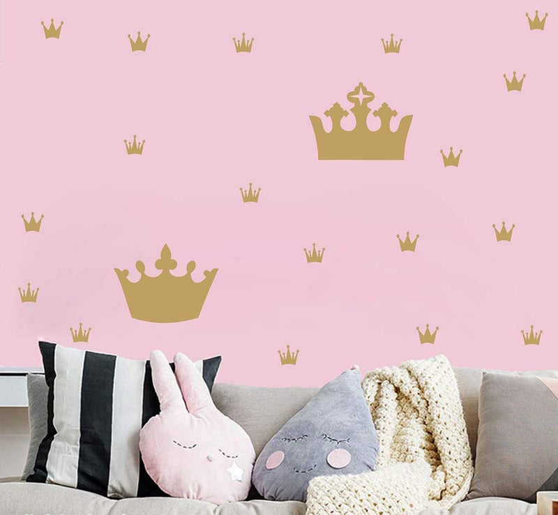Easma Crown Wall Decals for Girls Bedroom Kids Room Decals Nursery Wall Decal, Princess Crowns Wall Stickers, Crown in The Walls Removable Peel and Stick Metallic Vinyl Sticker - Image 3