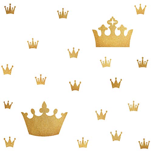 Easma Crown Wall Decals for Girls Bedroom Kids Room Decals Nursery Wall Decal, Princess Crowns Wall Stickers, Crown in The Walls Removable Peel and Stick Metallic Vinyl Sticker - Image 1