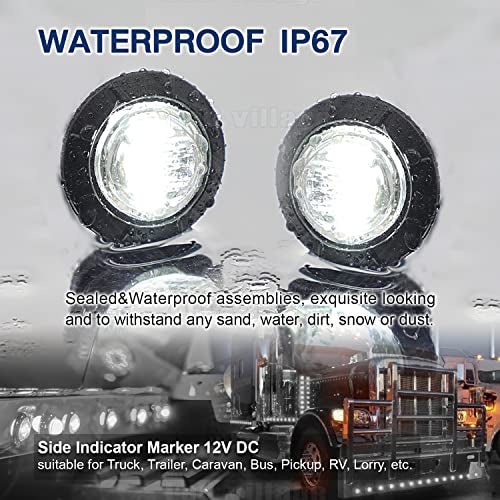 Ledvillage 100 Pcs 3/4 Inch Clear Lens White LED Bullet Side Marker Clearance Lights Universal Fits Trailer Truck Lorry SUV ATV RV Bus Van w/Rubber Grommet 12V DC - Image 5