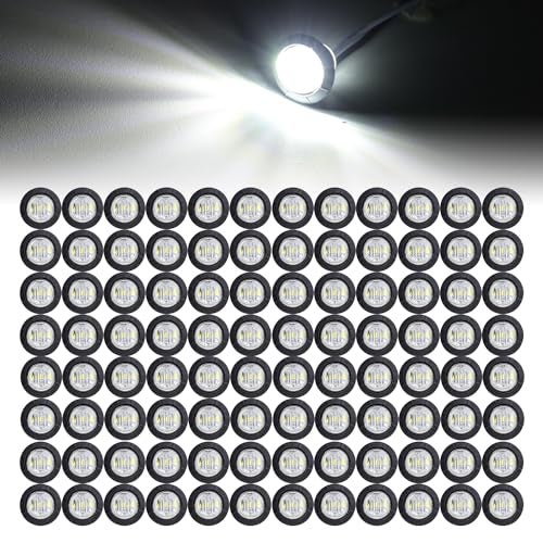 Ledvillage 100 Pcs 3/4 Inch Clear Lens White LED Bullet Side Marker Clearance Lights Universal Fits Trailer Truck Lorry SUV ATV RV Bus Van w/Rubber Grommet 12V DC - Image 4