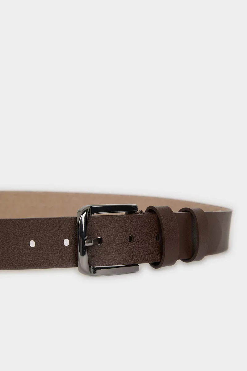 ديفاكتو Man Rectangle Clasp Faux Leather Jean Belt