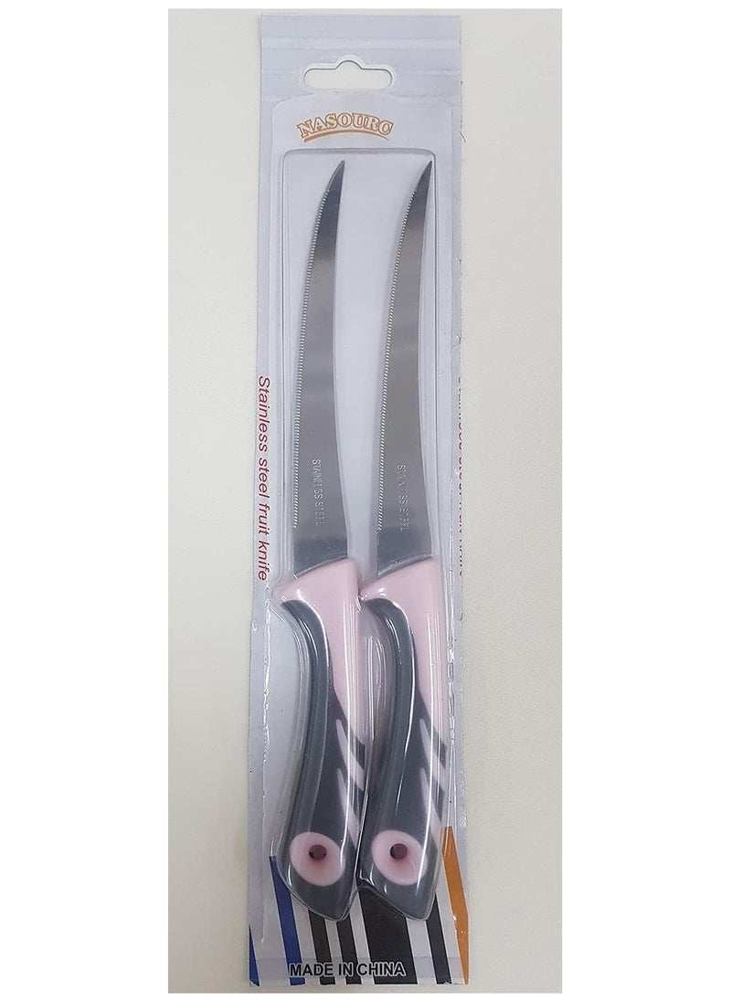 Generic - Stainless steel knife with comfortable handle set of 2 - multi color - Image 1
