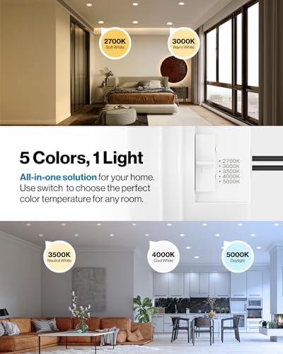 Sunco Lighting Sunco 10 Pack 4 Inch LED Recessed Lights, Retrofit Can Lighting, 660 LM, 11W (40W Equivalent), Selectable CCT 2700K/3000K/3500K/4000K/5000K, Dimmable, Baffle Trim, Replacement Conversion Kit UL. - Image 2