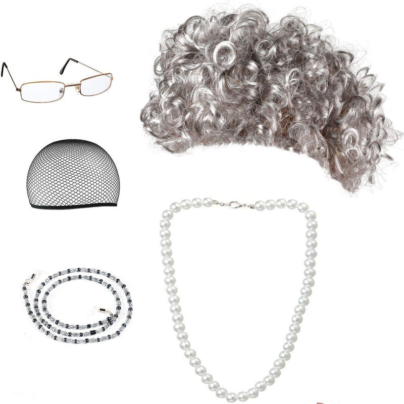 Beelittle Old Lady Costume Cosplay Grandma Granny Wig