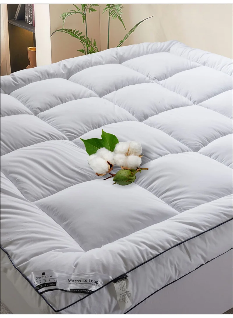 دوناتيلا لباد فندقي من القطن الطبيعي 100% مقاس مفرد ونص يناسب سرير150×200سم , 1500جم لكل متر , ارتفاع 14 سم , مطاط بعمق 30 سم للتثبيت في مرتبة