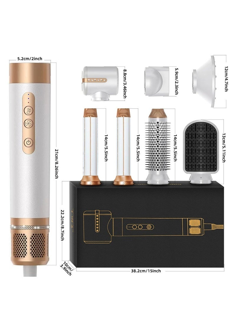 GloCurlX 1400W Hair Dryer Brush 7 IN ONE Airwrap Hair Dryer & Styler with Hot Air Brush, Curling Wand, Diffuser Nozzles & Straightener Comb Curly Straight & Twisted Hair Ionic Brush Blow Dryer for Salon-Quality Styling - Image 2