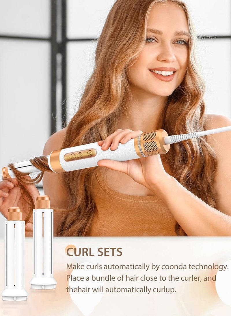 GloCurlX 1400W Hair Dryer Brush 7 IN ONE Airwrap Hair Dryer & Styler with Hot Air Brush, Curling Wand, Diffuser Nozzles & Straightener Comb Curly Straight & Twisted Hair Ionic Brush Blow Dryer for Salon-Quality Styling - Image 5