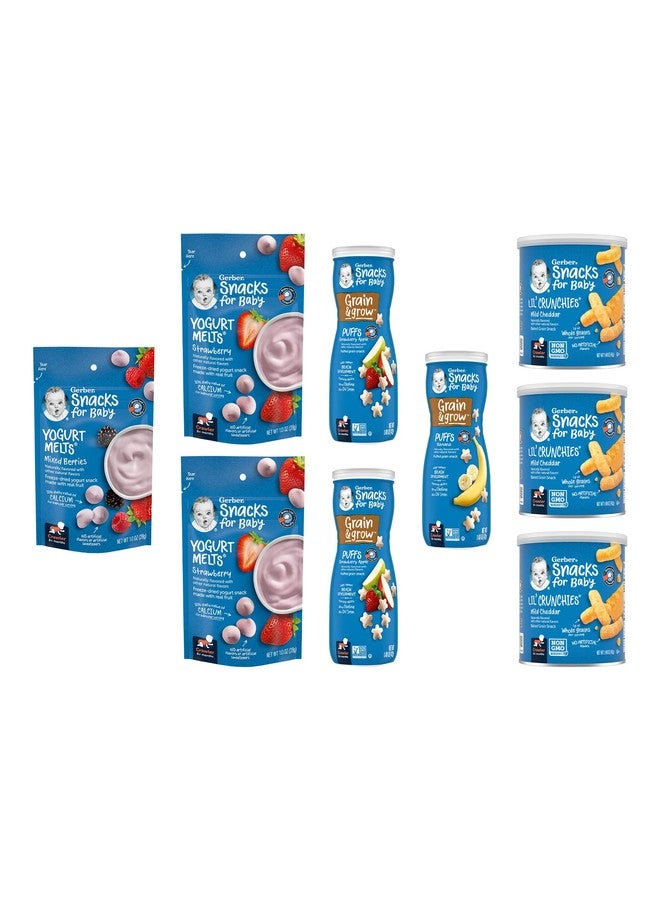 Gerber Snacks for Baby Variety Pack, Yogurt Melts, Puffs and Lil Crunchies (Set of 9) - Image 1