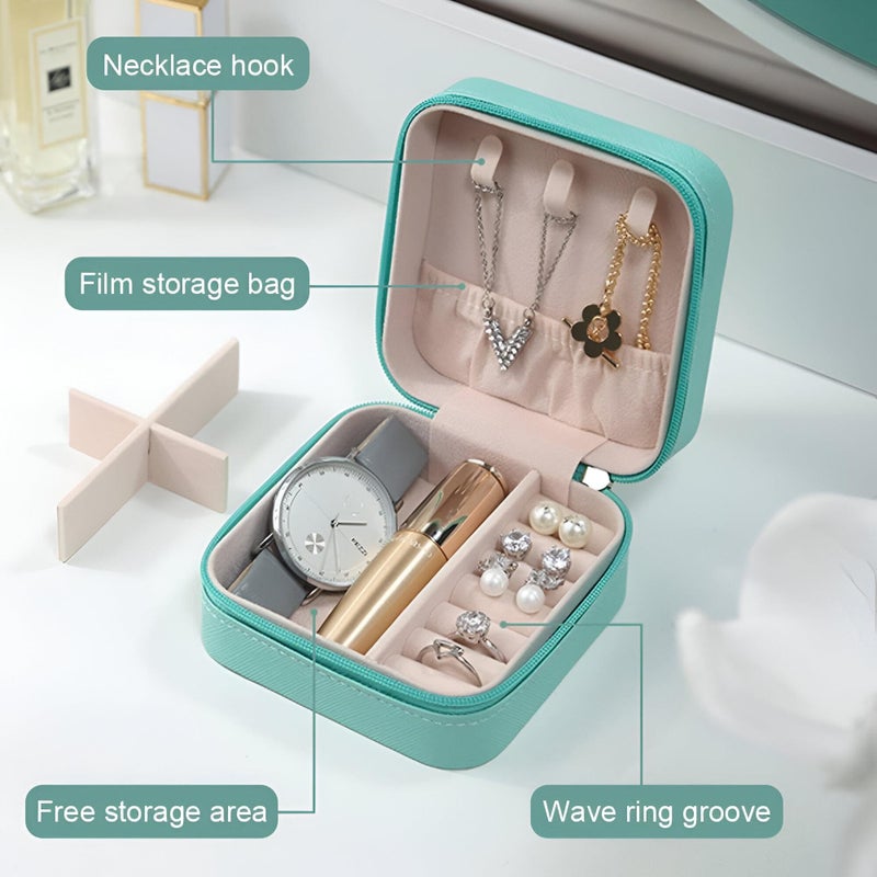 Small jewelry storage boxes (2 pieces) - easy to put in a handbag - a smart solution to prevent losing earrings while on the go. (grey) - Image 3