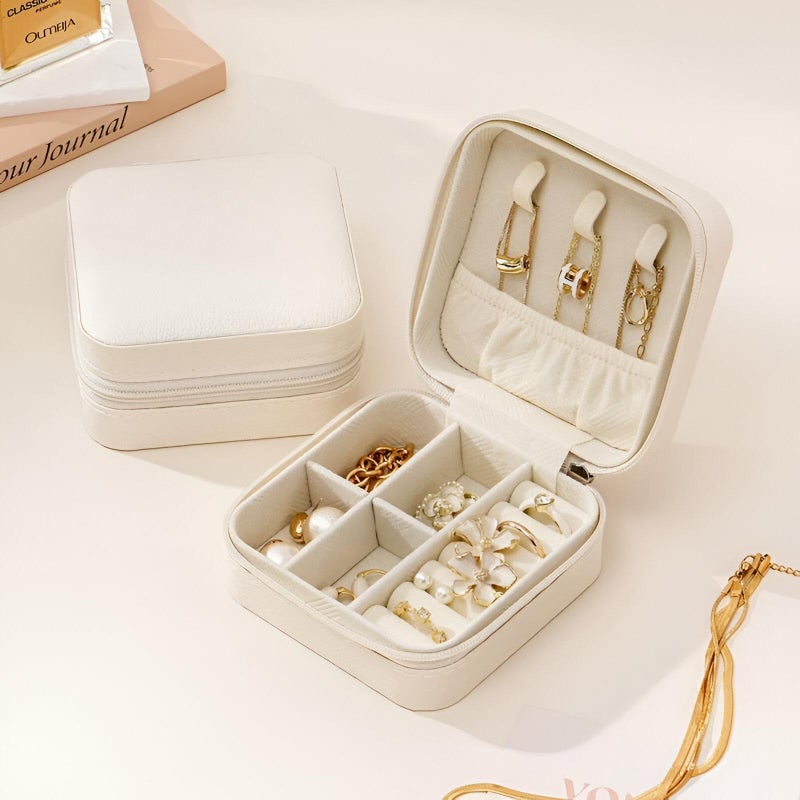 Small jewelry storage boxes (2 pieces) - easy to put in a handbag - a smart solution to prevent losing earrings while on the go. (grey) - Image 1