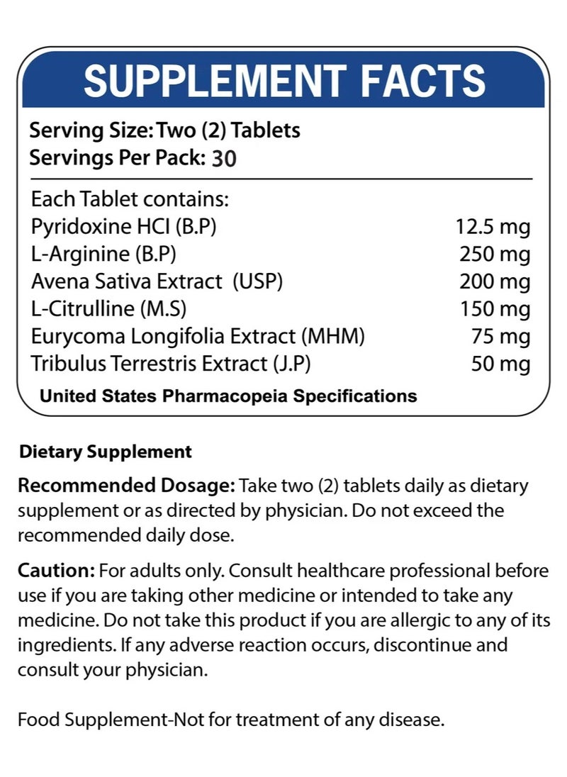 Nutrifactor - Duron Plus - Dietary Supplement for Stamina & Performance - Avena Sativa Extract, L-Arginine & L-Citrulline for Strength and Performance (30 Tablets) - Image 1
