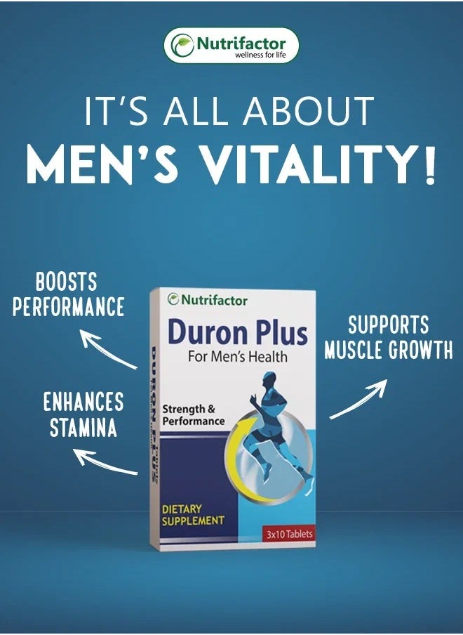 Nutrifactor - Duron Plus - Dietary Supplement for Stamina & Performance - Avena Sativa Extract, L-Arginine & L-Citrulline for Strength and Performance (30 Tablets) - Image 1