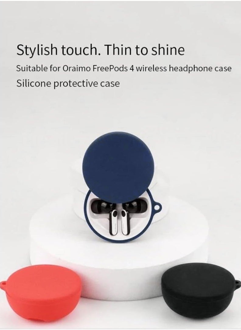 Generic - Silicon Case for Oraimo Freepods 4, AirPods Cover Protective Case with Hook Headphones Silicon Case (LED Visible) (Supports Wireless Charging) for Oraimo Freepods 4 - Red - Image 1