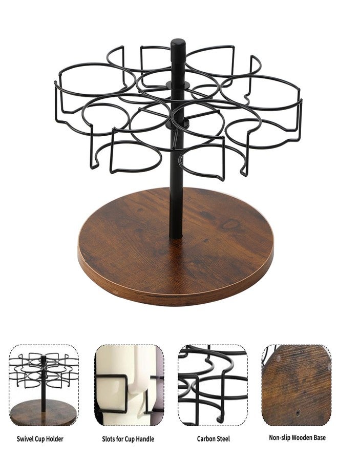 FAMKIT Stanley Cup Organizer & Tumbler Holder, 360° Rotating Water Bottle Storage Rack for 40oz Cups, 6-Slot Cabinet Organizer with Wooden Base, Kitchen Countertop Display for Stanley Simple Modern Display - Image 5
