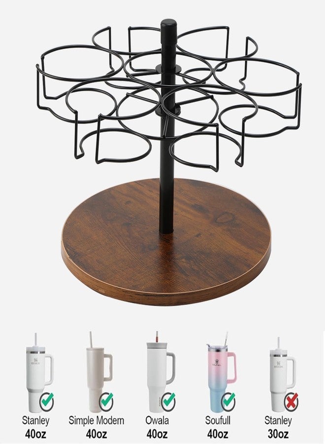 FAMKIT Stanley Cup Organizer & Tumbler Holder, 360° Rotating Water Bottle Storage Rack for 40oz Cups, 6-Slot Cabinet Organizer with Wooden Base, Kitchen Countertop Display for Stanley Simple Modern Display - Image 4