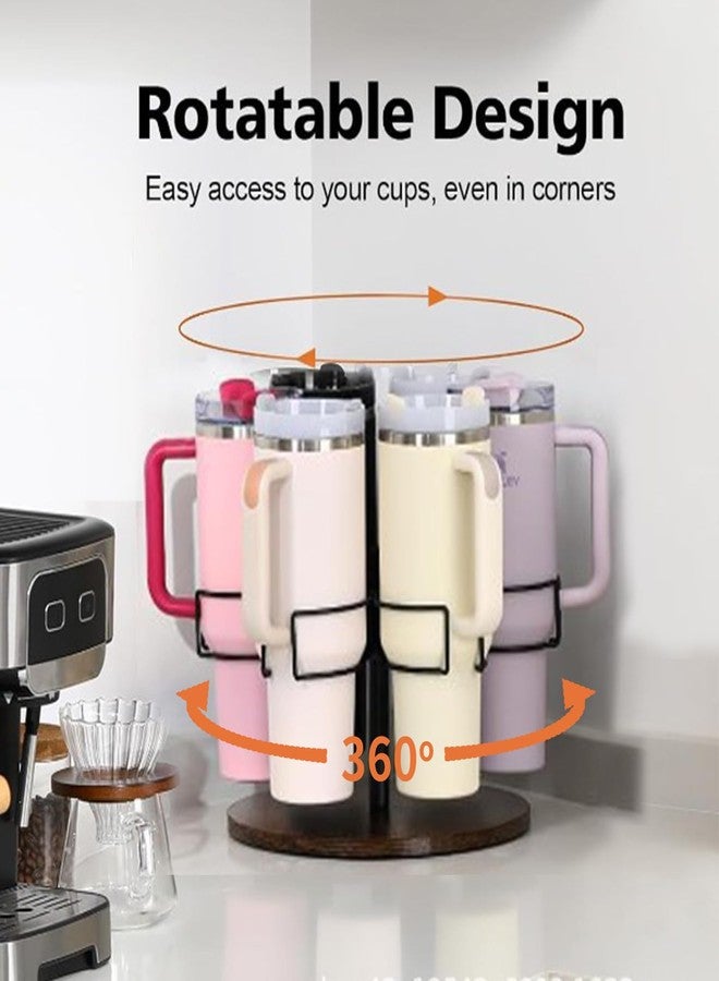 FAMKIT Stanley Cup Organizer & Tumbler Holder, 360° Rotating Water Bottle Storage Rack for 40oz Cups, 6-Slot Cabinet Organizer with Wooden Base, Kitchen Countertop Display for Stanley Simple Modern Display - Image 3