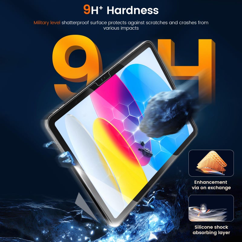 KCT 2 Pack Tempered Glass Screen Protector Compatible with iPad A16 11th Generation (2025)/ iPad 10th Generation (2022), with Bubble-free Installation Tray, HD Clear, High Sensitivity - Image 3