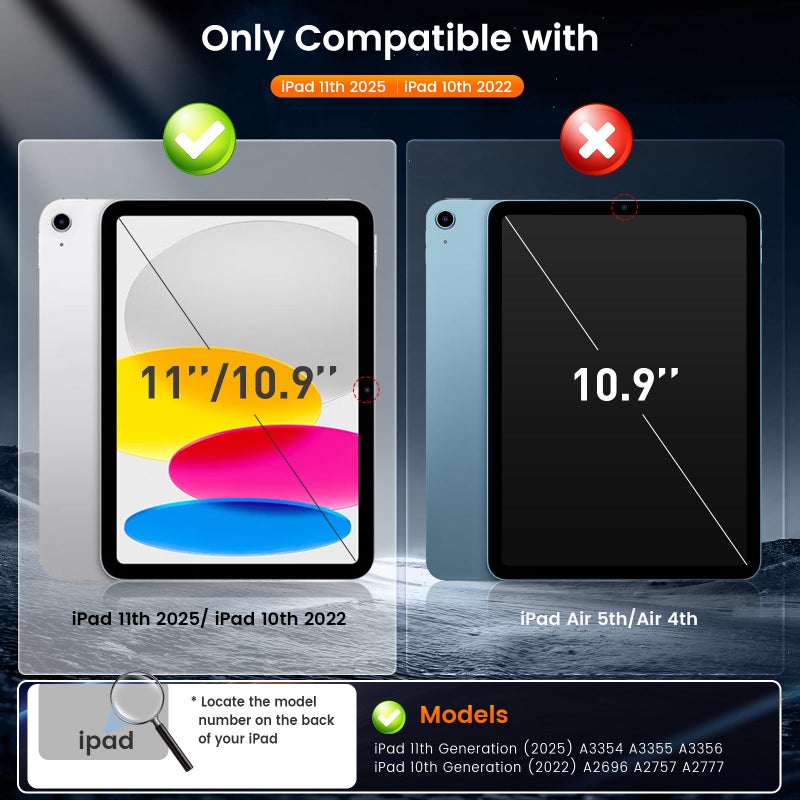 KCT 2 Pack Tempered Glass Screen Protector Compatible with iPad A16 11th Generation (2025)/ iPad 10th Generation (2022), with Bubble-free Installation Tray, HD Clear, High Sensitivity - Image 2