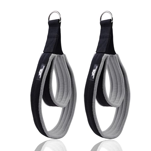 Lights Mountain Pilates Double Loop Straps for Reformer Thickened DRing Handle Fitness Straps 2 Lengths Multicolor Yoga Accessories for Home Workout black grey L - Image 1