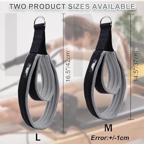Lights Mountain Pilates Double Loop Straps for Reformer Thickened DRing Handle Fitness Straps 2 Lengths Multicolor Yoga Accessories for Home Workout black grey L - Image 3