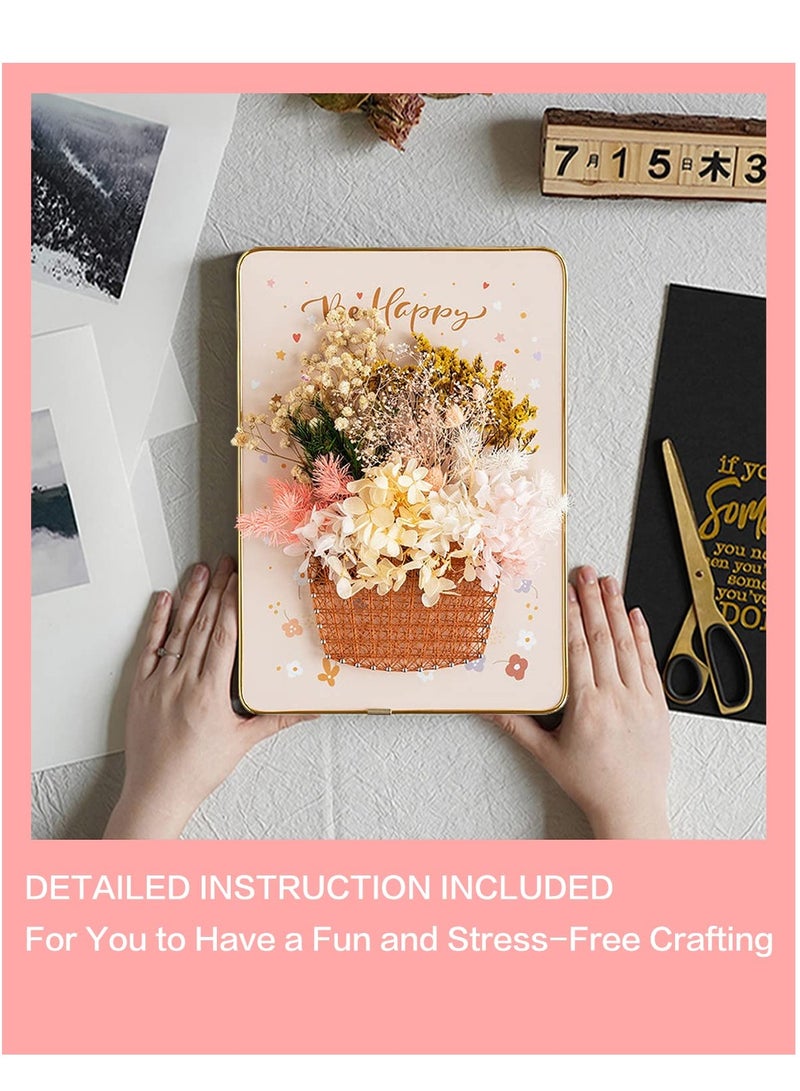 طقم فن خيوط الزهور DIY للأطفال والبالغين حرف إبداعية للعطلات مع زهور مجففة لتزيين المنزل - Image 3