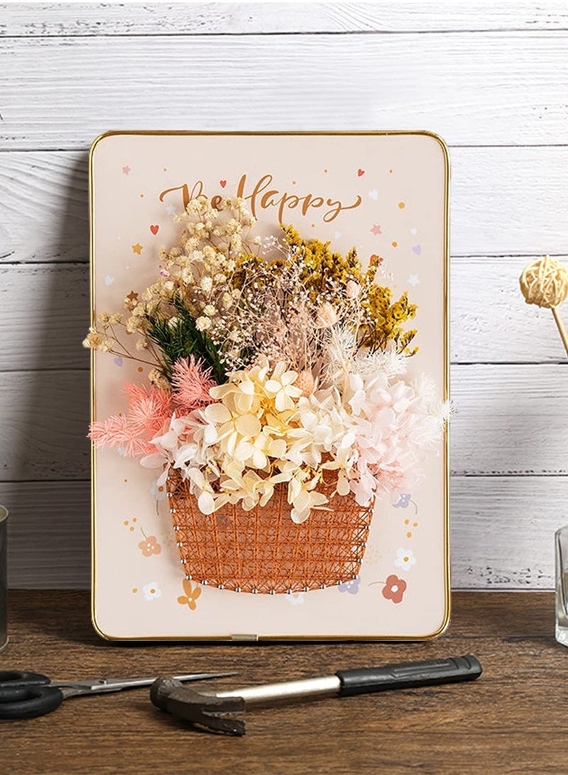 طقم فن خيوط الزهور DIY للأطفال والبالغين حرف إبداعية للعطلات مع زهور مجففة لتزيين المنزل - Image 4