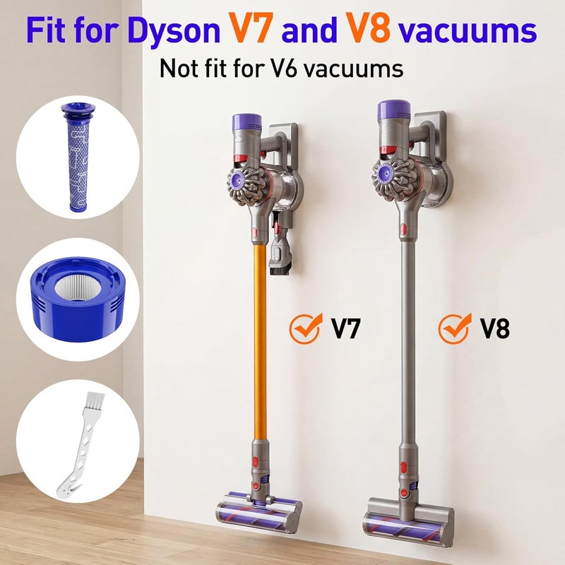 مجرى النهر طقم استبدال فلتر المكنسة الكهربائية Wolfish 6 قطع لـ Dyson Dyson V8+، V8، V7 Absolute Animal Motorhead، 3 فلتر HEPA خلفي، 3 فلتر أمامي، يستبدل الأجزاء رقم 965661-01 و 967478-01 - Image 2