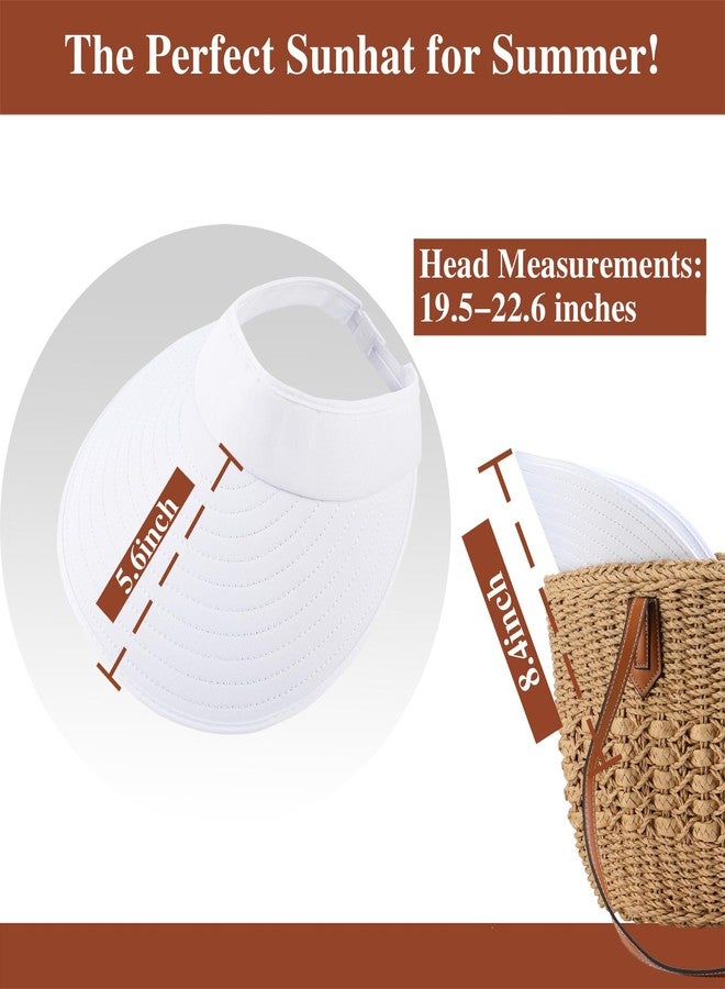 Pleneal Sun Hats for Women - Wide Brim Sun Visor Hat for Women, UPF50+ Lightweight Foldable Ponytail Sports Cap White - Image 3