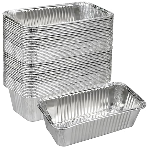 Findful 2 LB Disposable Aluminum Foil Loaf Pans, 50 Pack - 8.5"x4.5"x2.5" Heavy Duty Aluminum Foil Bread Tins for Perfect Banana Bread, Cakes & Meatloaf,Non-Stick, Even Baking, Easy Release - Image 1