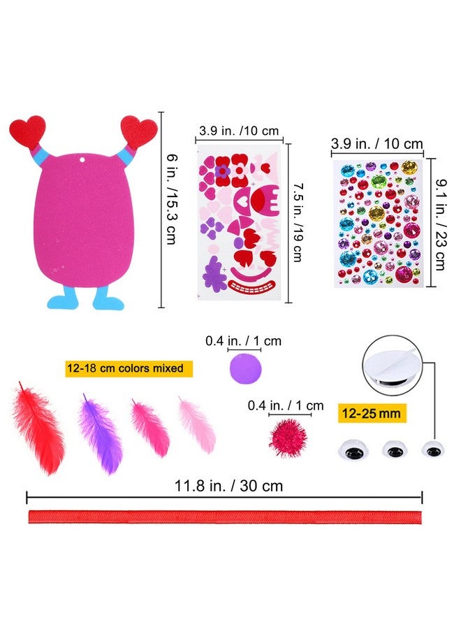 Winlyn 24 Sets Valentine Decorations DIY Valentine Monster Ornaments Craft Kits Hearts Monster Art Sets Foam Valentine Stickers for Kids Valentine's Day Party Classroom Activities Gift Exchange - Image 4