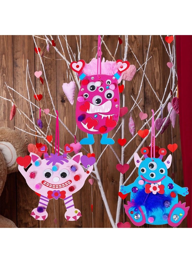Winlyn 24 Sets Valentine Decorations DIY Valentine Monster Ornaments Craft Kits Hearts Monster Art Sets Foam Valentine Stickers for Kids Valentine's Day Party Classroom Activities Gift Exchange - Image 2