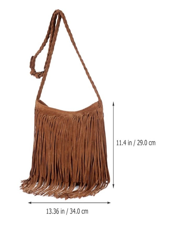 TENDYCOCO Tassel Women S Shoulder Bag Light Brown Polyester Crossbody Purse Boho Fringe Design Large Capacity Hobo Handbag for Everyday Use - Image 3